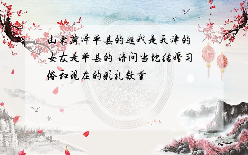 山东菏泽单县的进我是天津的 女友是单县的 请问当地结婚习俗和现在的彩礼数量