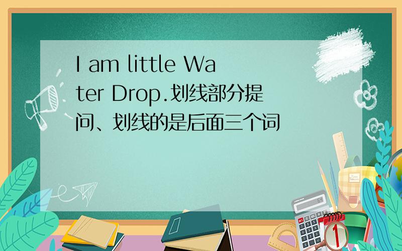 I am little Water Drop.划线部分提问、划线的是后面三个词