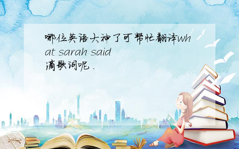 哪位英语大神了可帮忙翻译what sarah said 滴歌词呢 .