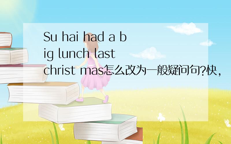Su hai had a big lunch last christ mas怎么改为一般疑问句?快,