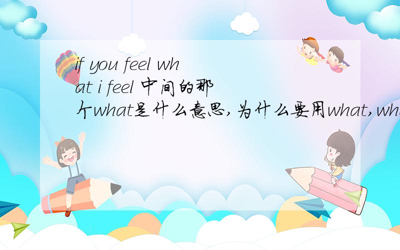 if you feel what i feel 中间的那个what是什么意思,为什么要用what,what怎么用?