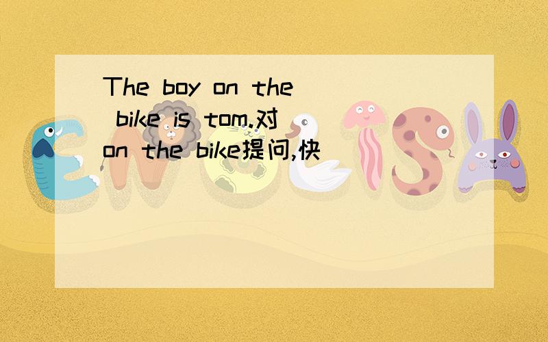 The boy on the bike is tom.对on the bike提问,快