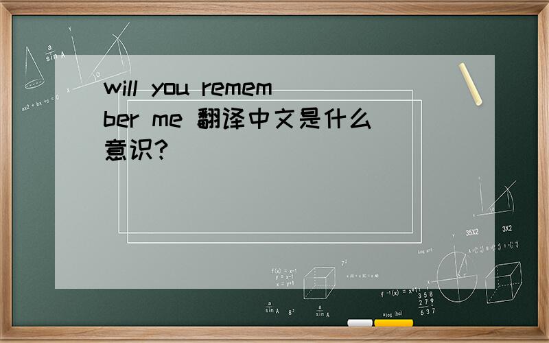 will you remember me 翻译中文是什么意识?