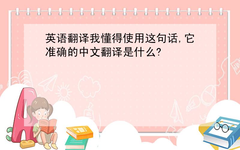 英语翻译我懂得使用这句话,它准确的中文翻译是什么?