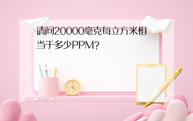 请问20000毫克每立方米相当于多少PPM?