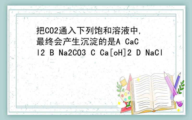 把CO2通入下列饱和溶液中,最终会产生沉淀的是A CaCl2 B Na2CO3 C Ca[oH]2 D NaCl