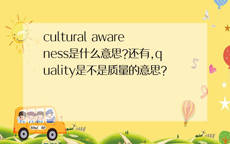 cultural awareness是什么意思?还有,quality是不是质量的意思?
