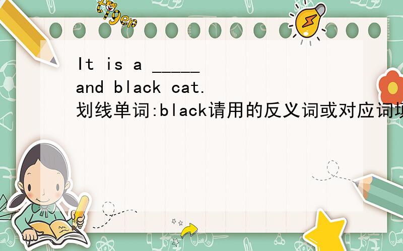 It is a _____ and black cat.划线单词:black请用的反义词或对应词填空