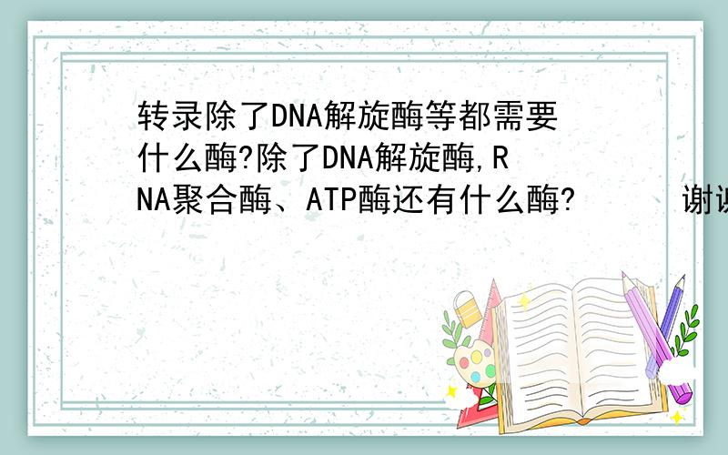转录除了DNA解旋酶等都需要什么酶?除了DNA解旋酶,RNA聚合酶、ATP酶还有什么酶?      谢谢