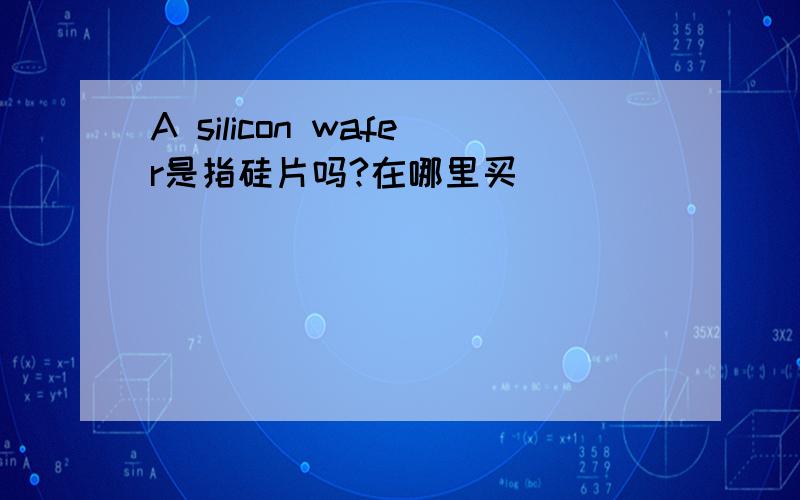 A silicon wafer是指硅片吗?在哪里买